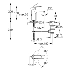 Раковина GROHE Euro Ceramic + Смеситель для раковины GROHE Eurosmart Cosmopolitan с донным клапаном, средний излив (NC0004)