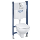 Комплект инсталяции GROHE Solido Compact 5 в 1 с подвесным унитазом Bau Ceramic и сиденьем с микролифтом (39415000)