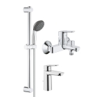 Комплект смесителей GROHE Start Edge для раковины, ванны с душевым гарнитуром, хром (120210)