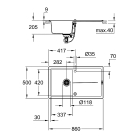 Мойка GROHE K400, 860 x 500 мм, черный гранит (31640AP0)