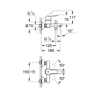 Смеситель для ванны GROHE Start Edge, настенный монтаж, хром (23348000)