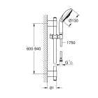 Душевой гарнитур GROHE Rainshower Classic 130, 3 режима струи, душевая штанга 900 мм, хром (28769001)