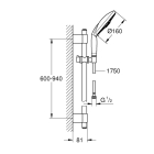 Душевой гарнитур GROHE Rainshower Classic 160, 4 режима струи, душевая штанга 900 мм, хром (28770001)