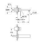 Внешняя часть смесителя для раковины GROHE Eurocube на 2 отверстия, S-Size, хром (19895000)