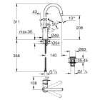 Смеситель для раковины GROHE BauLoop, L-size, хром (23891001)