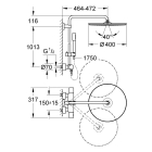 Душевая система с термостатом для настенного монтажа, GROHE Rainshower System 400, хром, (27174001)