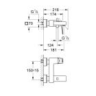 Смеситель для ванны GROHE Eurocube, хром (23140000)