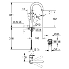Смеситель для раковины GROHE BauEdge, L-size, хром (23911001)