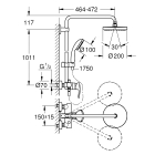 Душевая система GROHE New Tempesta 200 со смесителем для душа, хром (26244001)