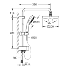 Душевая система GROHE New Tempesta Cosmopolitan 200 с переключателем потоков, хром (26453001)