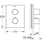 Внешняя часть термостата для ванны GROHE Grohtherm F на 2 потребителя, хром (27618000)