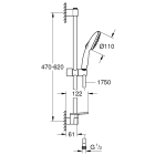 Душевой гарнитур GROHE Tempesta 110 с мыльницей, 2 режима струи, душевая штанга 600 мм, 7,4 л/мин, хром (26638003)