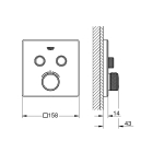 Внешняя часть переключателя потоков GROHE Grohtherm SmartControl на 3 положения, квадратная, белая луна (29158LS0)
