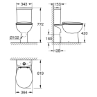 Унитаз напольный GROHE Bau Ceramic с бачком и сиденьем, альпин-белый (39604000)
