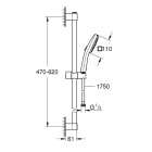 Душевой гарнитур GROHE Tempesta Cube 110, 2 режима струи, душевая штанга 600 мм, 5,6 л/мин, хром (2757830E)