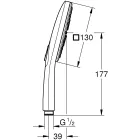 Ручной душ GROHE Rainshower SmartActive 130 Cube, 9,5 л/мин, 3 режима, хром/белый (26582LS0)