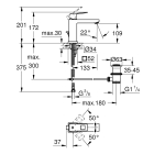 Смеситель для раковины GROHE Eurocube с донным клапаном, M-size, хром (23445000)