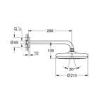 Верхний душ GROHE Tempesta 210, 9,5 л/мин, 1 режим, 286 мм, хром (26412000)