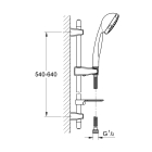 Душевой гарнитур GROHE Vitalio Comfort 100 с мыльницей, 3 режима струи, душевая штанга 600 мм, 9,5 л/мин, хром (28732000)