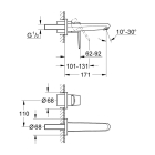 Внешняя часть смесителя для раковины GROHE Eurodisc Cosmopolitan на 2 отверстия, M-Size, хром (19573002)