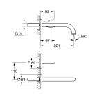 Внешняя часть смесителя для раковины GROHE Atrio Joy настенного монтажа на 2 отверстия, хром (19918003)