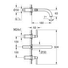 Внешняя часть смесителя для раковины GROHE Atrio настенного монтажа на 3 отверстия, двухвентильный, хром (20169003)