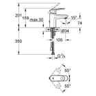 Смеситель для раковины GROHE Europlus с цепочкой, хром (32617002)