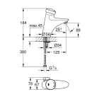 Смеситель для раковины GROHE Eurodisc SE автоматический, хром (36233000)