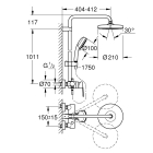 Душевая система GROHE Tempesta Cosmopolitan System 210 со смесителем для душа, хром (26224001)