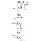 Термостат для душа GROHE Grohtherm 500 с душевым гарнитуром, хром (34796000)