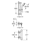 Термостат для душа GROHE Grohtherm 1000 с душевым гарнитуром, хром (34151004)