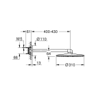 Верхний душ GROHE Rainshower 310 SmartActive, 2 режима, 400 мм, суперсталь (26475DC0)