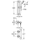 Термостат для душа GROHE Grohtherm 500 с душевым гарнитуром, хром (34797000)