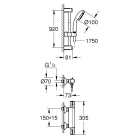 Термостат для душа GROHE Grohtherm 800 с душевым гарнитуром, хром (34566001)