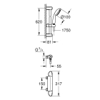 Термостат для душа GROHE Grohtherm 1000 с душевым гарнитуром, хром (34819004)