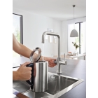 Смеситель для кухни GROHE Blue Home с системой фильтрации, охлаждения и газирования воды, Wi-Fi, суперсталь (31456DC1)