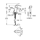 Смеситель для раковины GROHE Eurosmart с гигиеническим душем, S-size, хром (23124002)