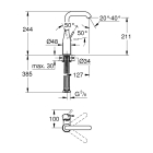 Смеситель для раковины GROHE Essence без донного клапана, L-size, фантомный черный (24177KF1)