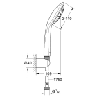 Душевой набор GROHE Vitalio Joy, 1 режим, 1750 мм, 9,5 л/мин, хром (27324000)