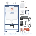 Инсталляция для подвесного унитаза GROHE Solido 3 в 1, с накладной панелью Skate Air (38956000)