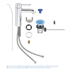 Смеситель для раковины GROHE Essence с донным клапаном, S-size, хром (23589001)