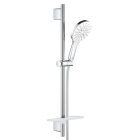 Душевой гарнитур GROHE Rainshower SmartActive 130 с мыльницей, 3 режима струи, душевая штанга 600 мм, 12 л/мин, белая луна (26576LS0)
