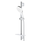 Душевой гарнитур GROHE Rainshower SmartActive 130 с мыльницей, 3 режима струи, душевая штанга 600 мм, 12 л/мин, белая луна (26576LS0)