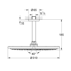 Верхний душ GROHE Rainshower Cosmopolitan 310, 8 л/мин, 1 режим, 142 мм, суперсталь (26067DC0)