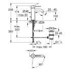 Смеситель для раковины GROHE Essence с донным клапаном, S-size, хром (23591001)