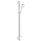 Душевой гарнитур GROHE Rainshower SmartActive 130 с мыльницей, 3 режима струи, душевая штанга 900 мм, 9,5 л/мин, белая луна (26579LS0)