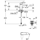 Смеситель для раковины GROHE Cubeo с донным клапаном, S-size, черный матовый (1017322430)