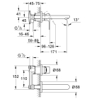 Смеситель для раковины GROHE BauLoop в комплекте с монтажной частью, хром (20289000)