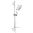 Душевой гарнитур GROHE Rainshower SmartActive 130 Cube с мыльницей, 3 режима струи, душевая штанга 600 мм, 9,5 л/мин, хром (26584000)