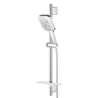 Душевой гарнитур GROHE Rainshower SmartActive 130 Cube с мыльницей, 3 режима струи, душевая штанга 600 мм, 9,5 л/мин, хром (26584000)